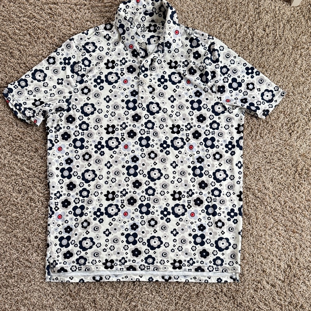 Navy Floral Men's Polo Golf Shirt